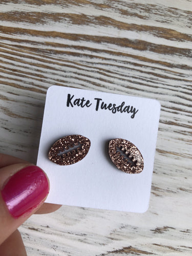 Football Sparkly Stud Acrylic Earrings Earrings Olive Felix, Kate Tuesday 